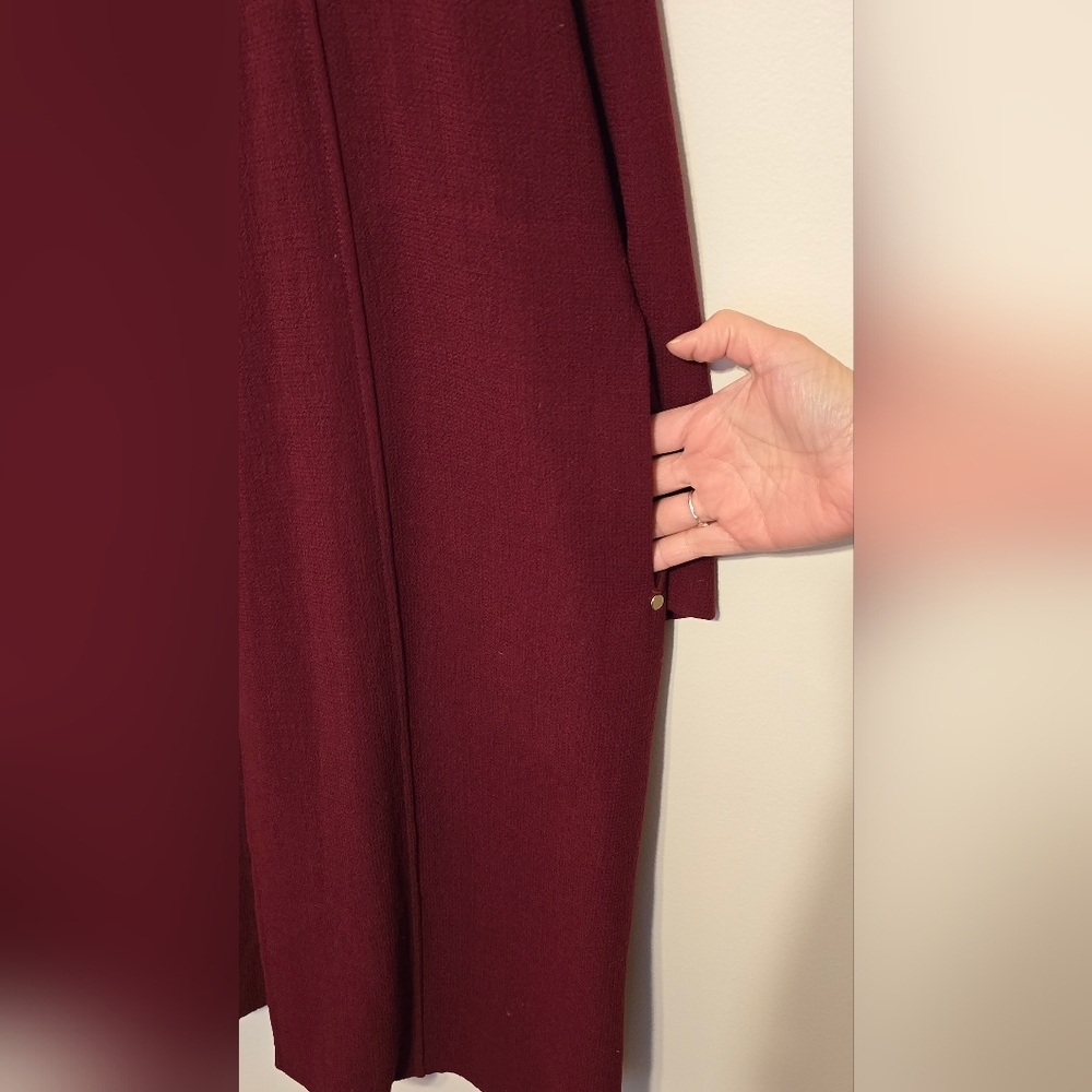Lafayette 148 New York 100% Wool Overcoat with pockets, burgundy, size L, EUC - Picture 4 of 6